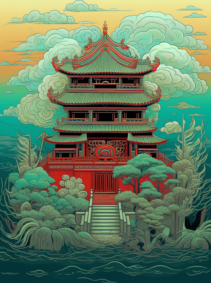 国潮城市插画成都背景,插画/手绘图,插画/手绘图库,插画/手绘图下载,插画/手绘